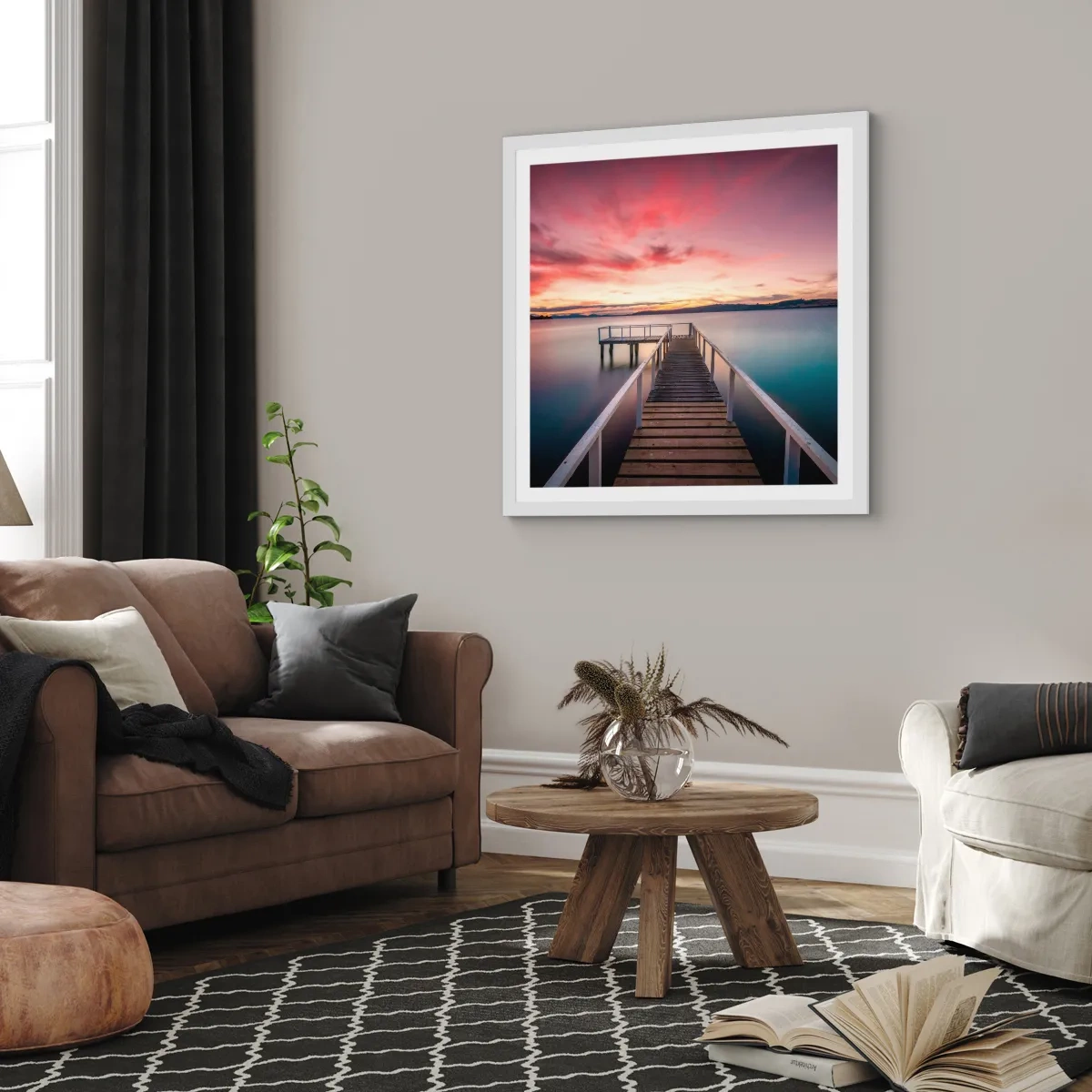 Pôster em moldura branca - A chama suave da noite - 60x60 cm