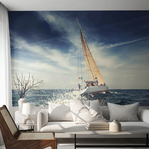 Papel de parede personalizado Premium Sand - Não nos alcançarão! - Barco a vela, oceano, Iate à vela