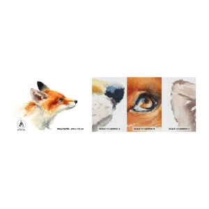 Amostra de papel de parede Premium Canvas - Nunca é demais ter cuidado - Animais, Raposa, Abstração - 100x30 cm