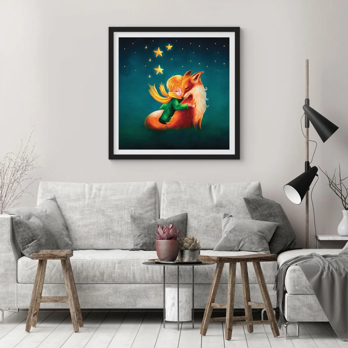 Pôster com moldura preta - O Pequeno Príncipe - 60x60 cm