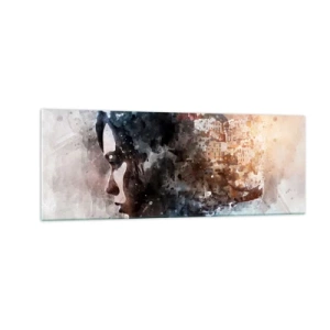 Quadro em vidro - Uma história sobre uma menina e uma cidade ao fundo - 140x50 cm