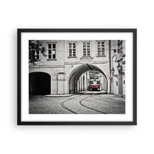 Pôster com moldura preta - Através do labirinto urbano - 50x40 cm