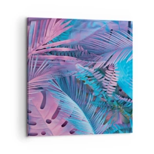 Quadro em tela - Trópicos em rosa e azul - 60x60 cm