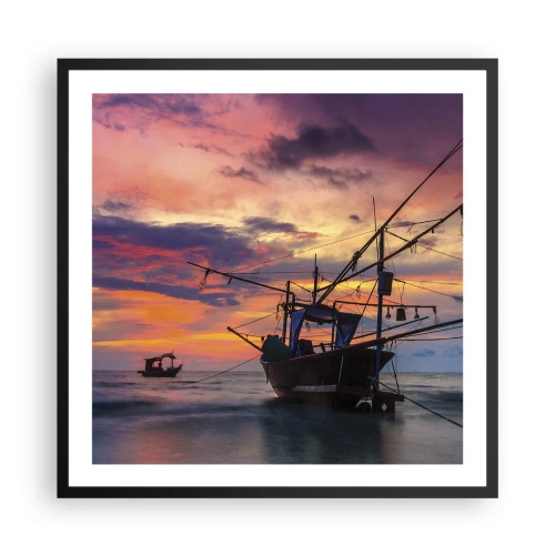 Pôster com moldura preta - Noite exótica - 60x60 cm