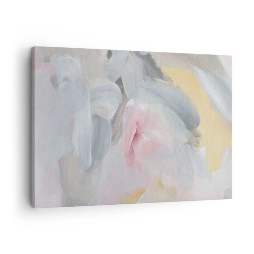 Quadro em tela - Pinceladas abstratas em tons de rosa e cinza. - 70x50cm - Em um mundo pastel - Decoração de parede moderna para a sala de estar e quarto ARTTOR