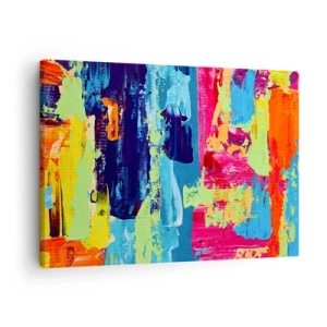 Quadro em tela - Composição abstrata de cores de forma dinâmica - 70x50cm - A vida é bela! - Decoração de parede moderna para a sala de estar e quarto ARTTOR