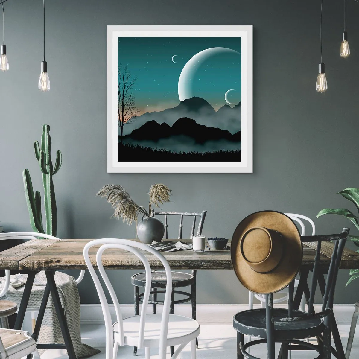 Pôster em moldura branca - Carnaval de uma noite estrelada - 30x30 cm