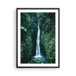 Pôster com moldura preta - Cachoeira na selva tropical - 50x70cm - Primavera tropical - Decoração de parede moderna para a sala de estar e quarto ARTTOR