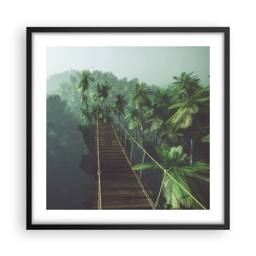 Pôster com moldura preta - Sobre o verde fervente - 50x50 cm