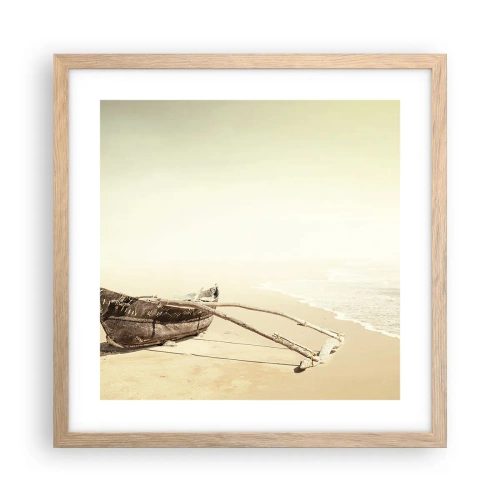 Pôster com moldura de carvalho claro - Memória dos mares do sul - 40x40 cm