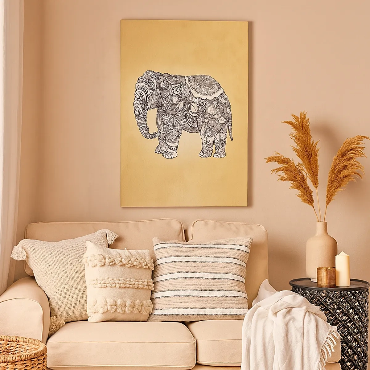 Quadro em tela - O elefante se cobriu - 50x70 cm