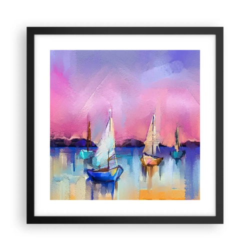 Pôster com moldura preta - Direção: águas largas - 40x40 cm