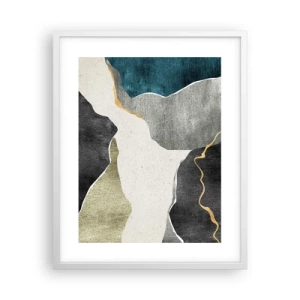 Pôster em moldura branca - Composição de mosaico com fio de ouro - 40x50 cm