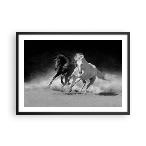 Pôster com moldura preta - Galope da liberdade - 70x50 cm