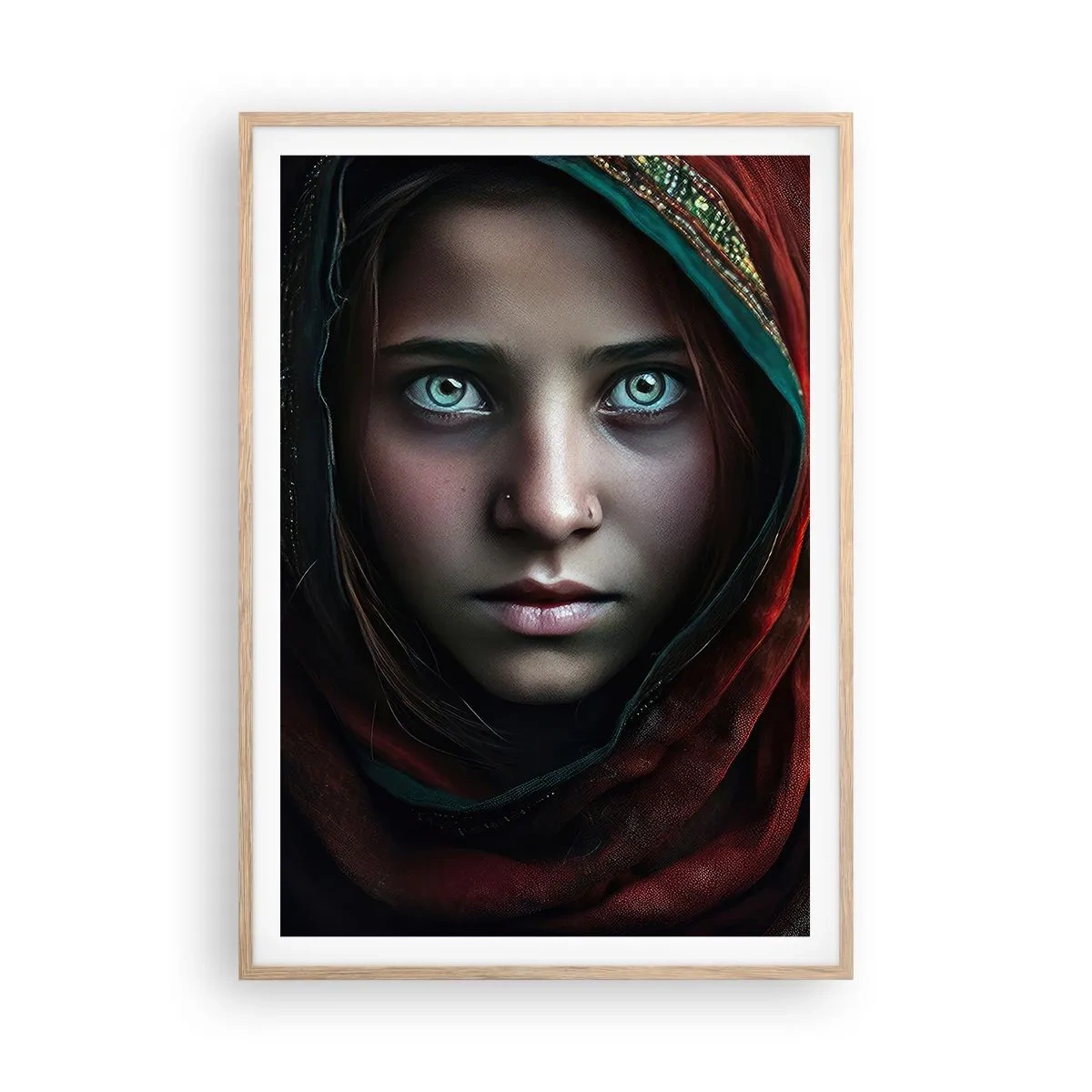 Pôster com moldura de carvalho claro - Princesa oriental - 70x100 cm