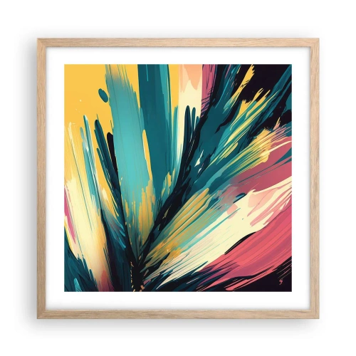 Pôster com moldura de carvalho claro - Composição – uma explosão de alegria - 50x50 cm