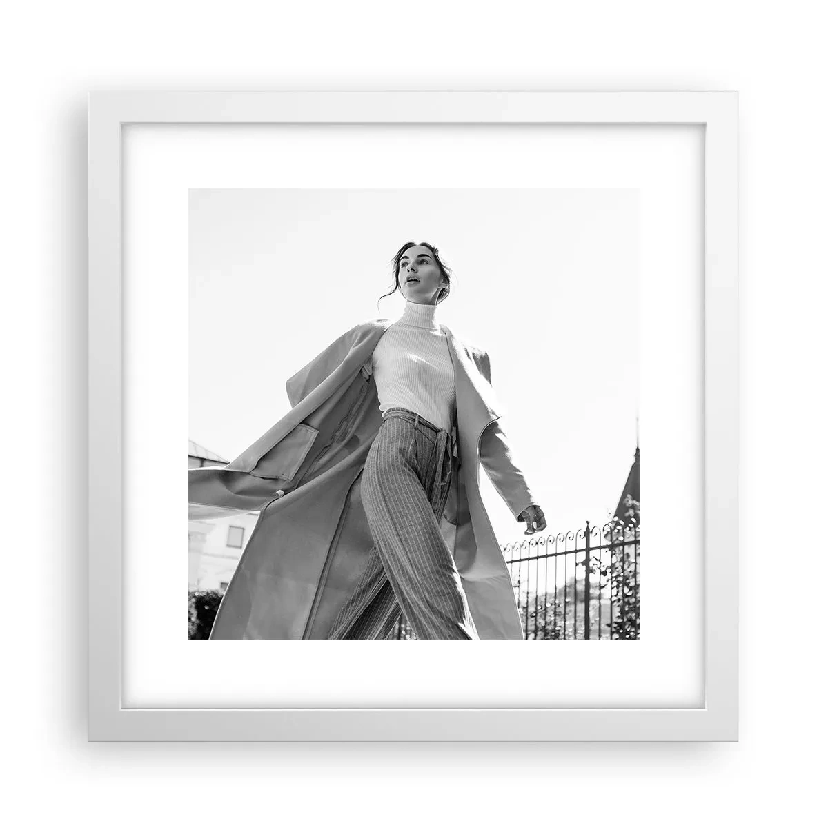 Pôster em moldura branca - Vens comigo? - 30x30 cm