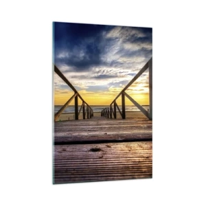 Quadro em vidro - Direto para a praia tranquila ao pôr do sol - 80x120 cm