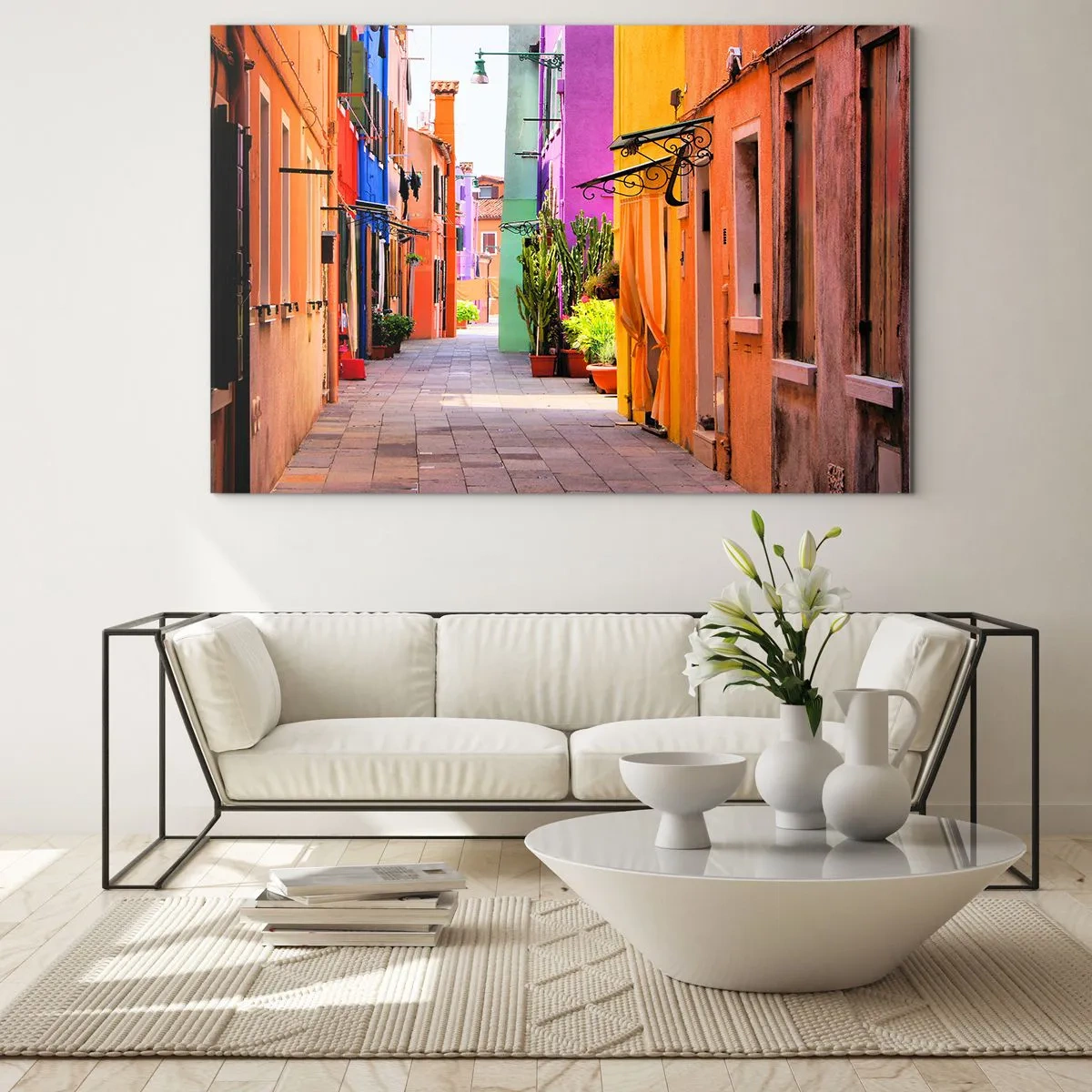 Quadro em vidro - Beco arco-íris - 120x80 cm