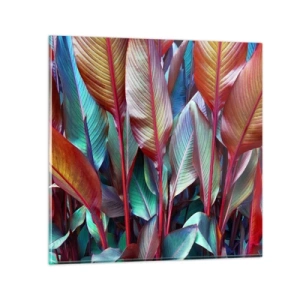 Quadro em vidro - Um matagal colorido - 60x60 cm