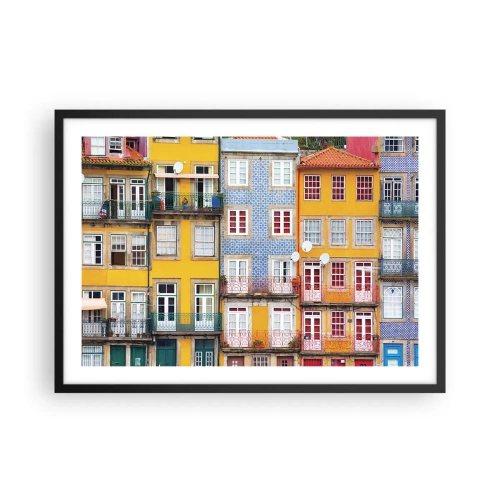 Pôster com moldura preta - Cores da cidade velha - 70x50 cm