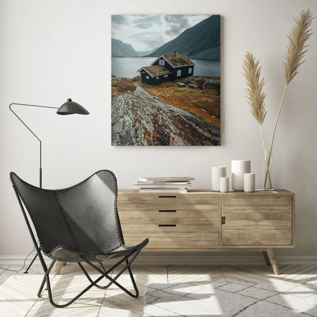 Quadro em vidro - Uma estância de verão junto ao fiorde - 50x70 cm
