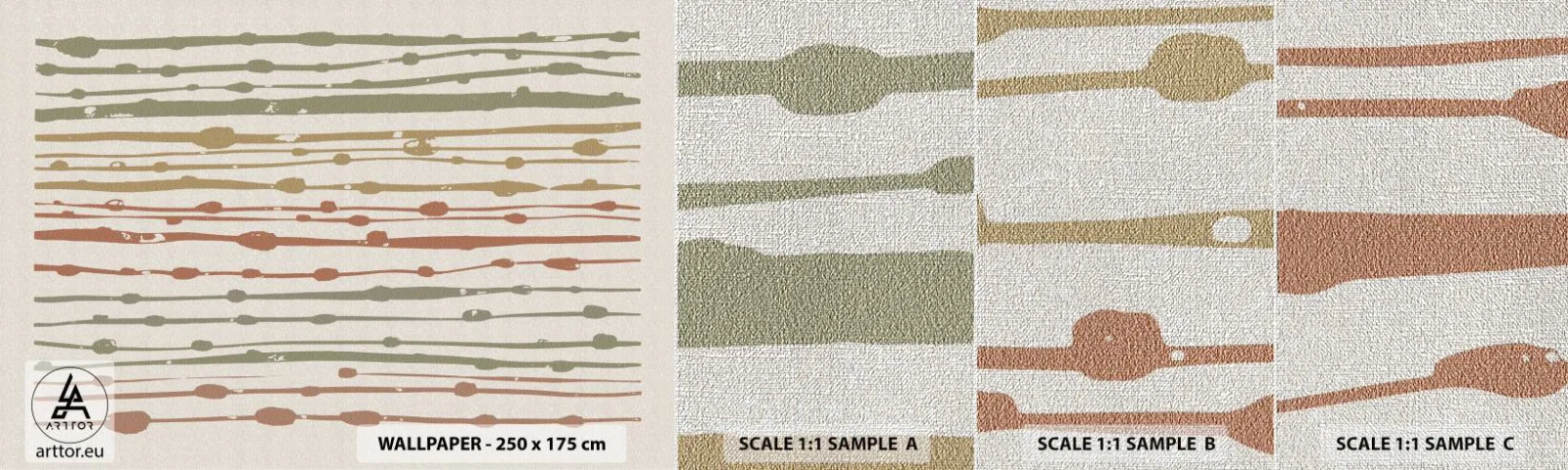 Amostra de papel de parede Premium Canvas - Notação musical de cores - Minimalismo, Pastel, Pedaço - 100x30 cm