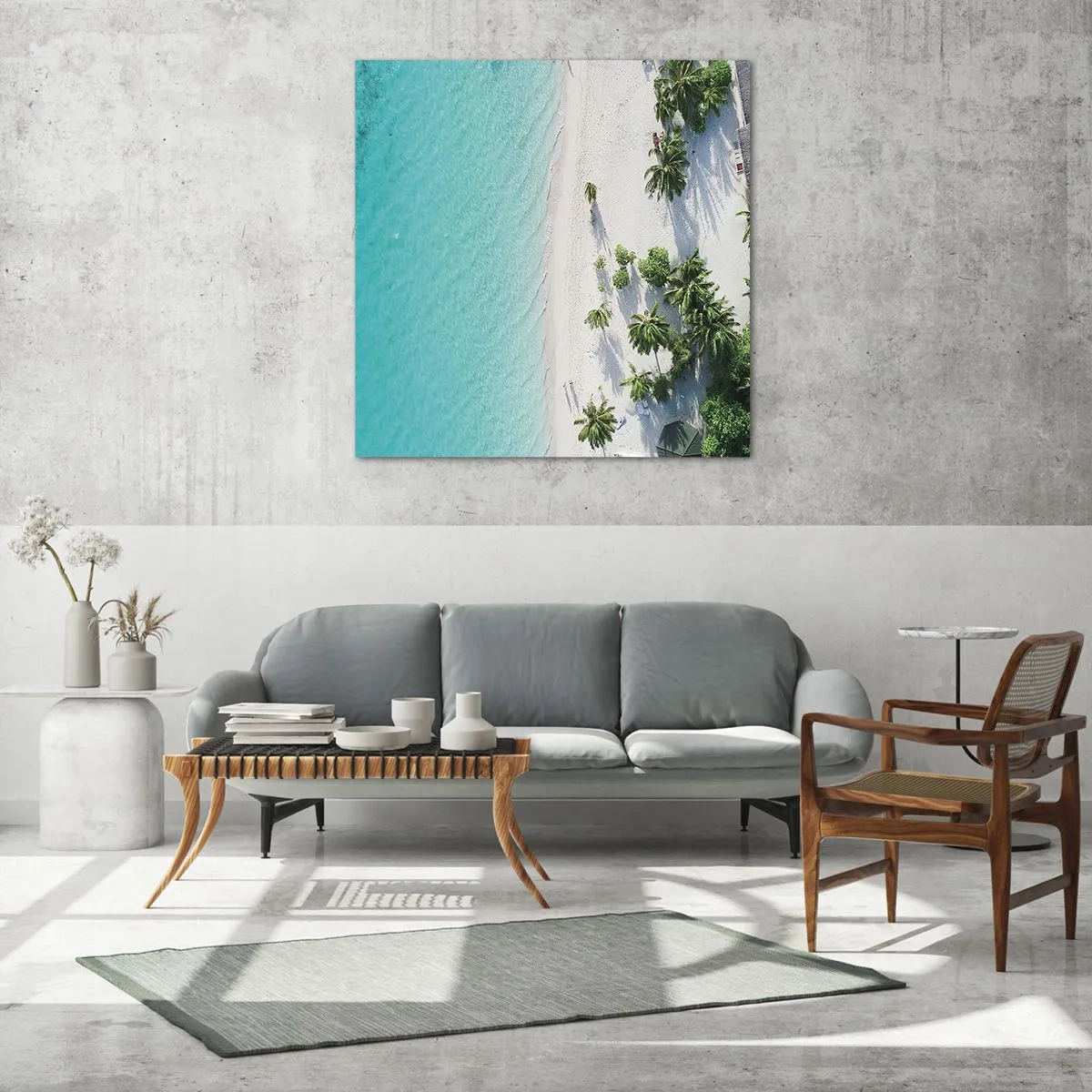 Quadro em vidro - Férias no paraíso - 70x70 cm