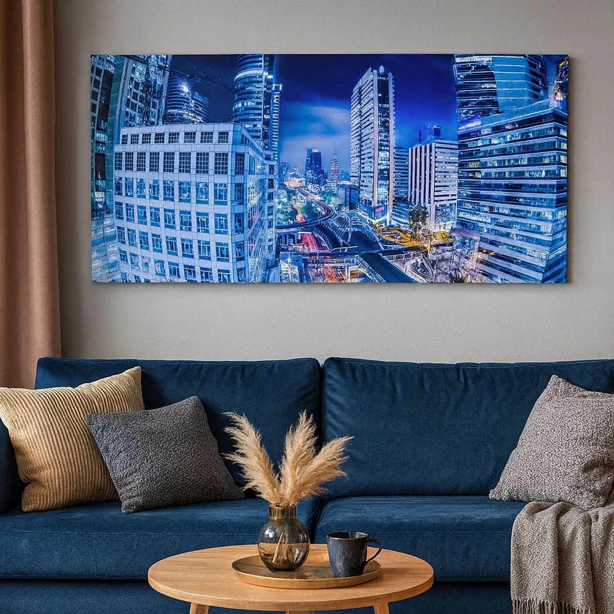 Quadro em tela - Ritmos da cidade noturna - 100x40 cm