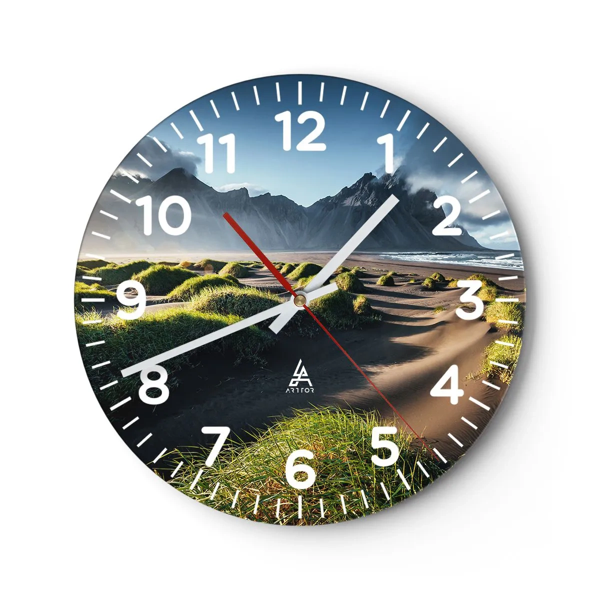 Relógio de parede - Relógio em vidro - Harmonia dos elementos da natureza - 30x30 cm