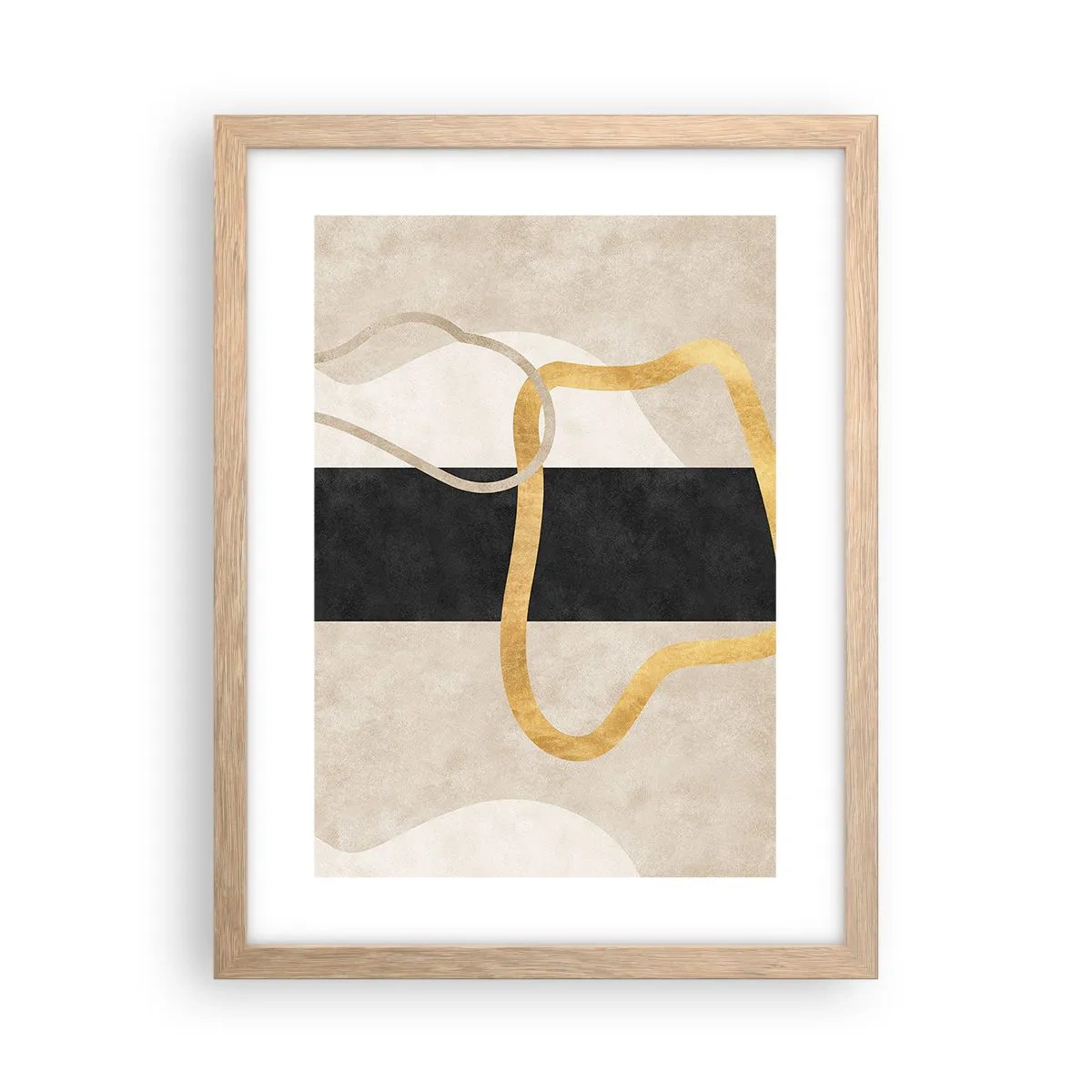 Pôster com moldura de carvalho claro - Formas em loop - 30x40 cm