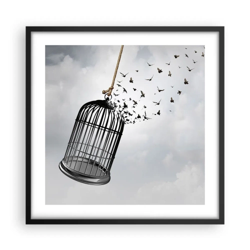 Pôster com moldura preta - Fé... Esperança... Liberdade! - 50x50 cm