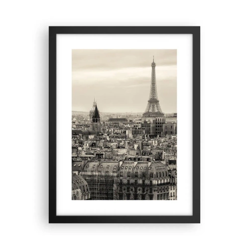 Pôster com moldura preta - Sobre os telhados de Paris - 30x40 cm