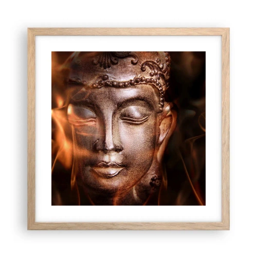 Pôster com moldura de carvalho claro - Só existe o aqui e agora - 40x40 cm