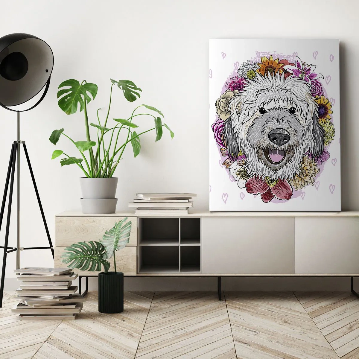 Quadro em tela - Alegria de cachorrinho - 65x120 cm