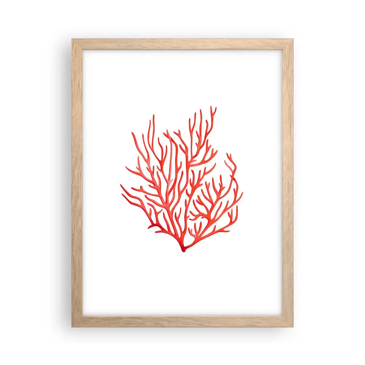 Pôster com moldura de carvalho claro - Filigrana coral - 30x40 cm