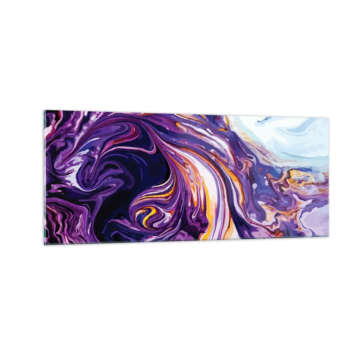 Quadro em vidro - Onde o espaço se dobra em roxo - 100x40 cm
