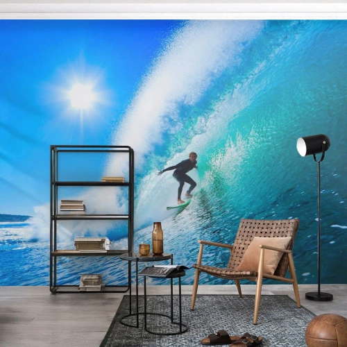 Papel de Parede Premium Sand - Azul gigante - Esporte, Surfista, Mar - 400x280 cm