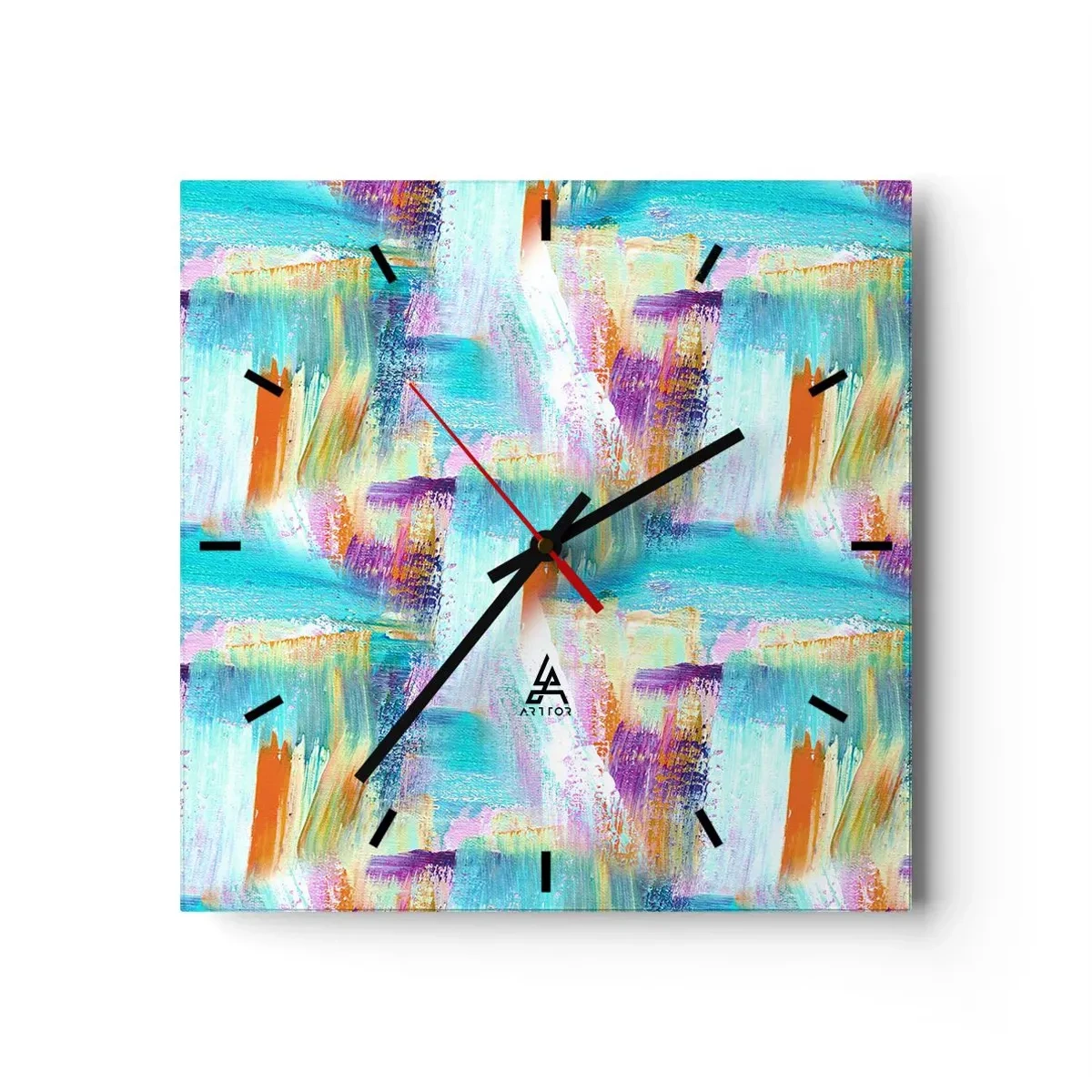 Relógio de parede - Relógio em vidro - Uma alegre coposição de camadas - 30x30 cm