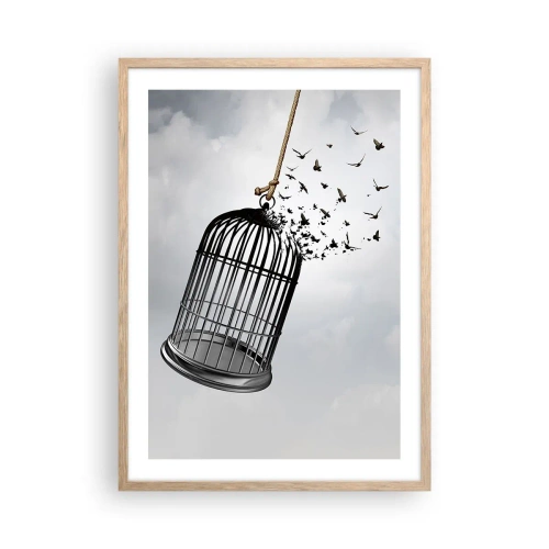 Pôster com moldura de carvalho claro - Fé... Esperança... Liberdade! - 50x70 cm