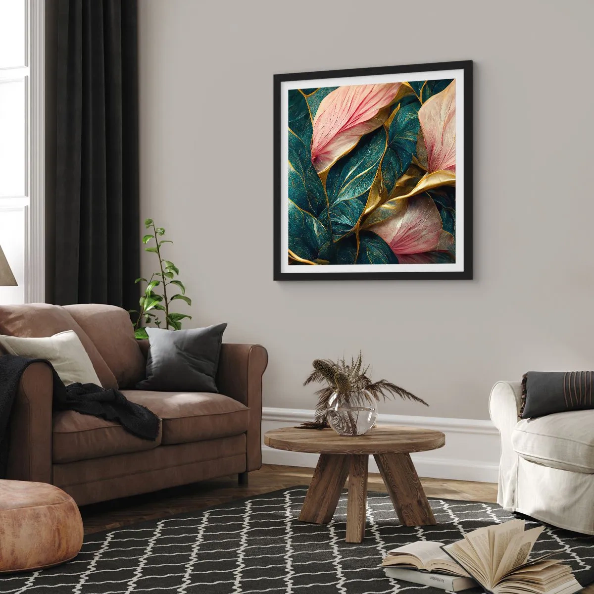 Pôster com moldura preta - Elegância e estilo naturais - 30x30 cm