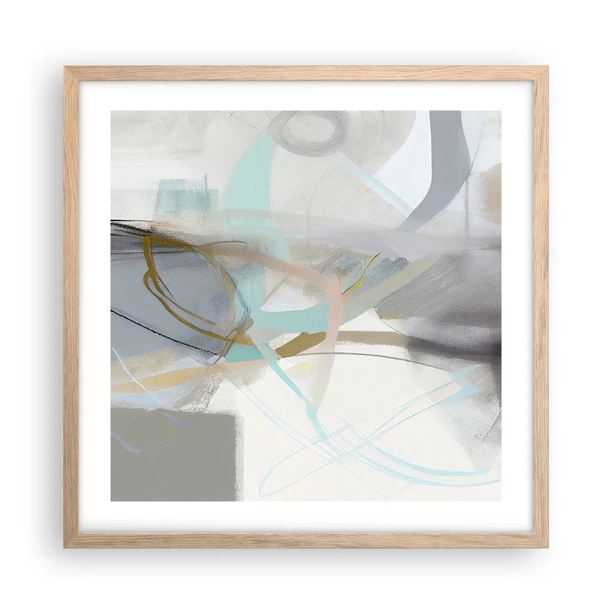 Pôster com moldura de carvalho claro - Abstração enevoada - 50x50 cm