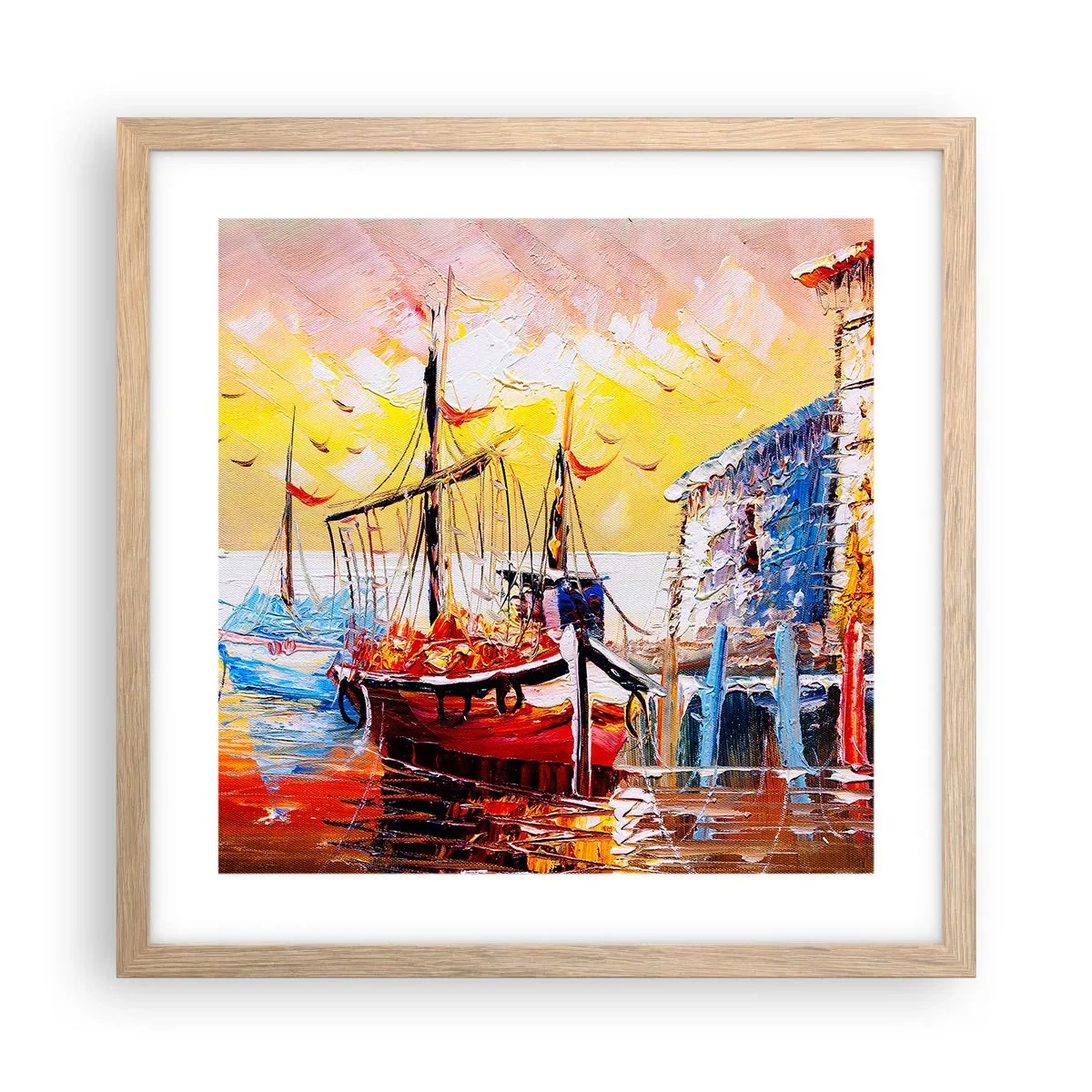 Pôster com moldura de carvalho claro - Feliz retorno - 40x40 cm