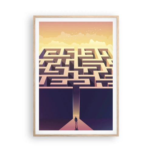 Pôster com moldura de carvalho claro - Hora de decisão - 70x100 cm