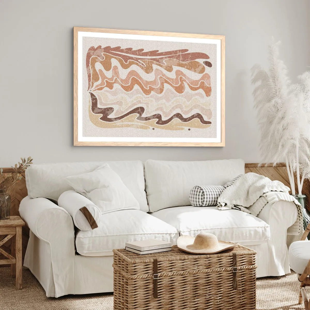 Pôster com moldura de carvalho claro - Boa energia – boas emoções - 91x61 cm