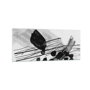Quadro em vidro - Abstração orgánica em preto e branco - 120x50 cm