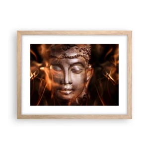 Pôster com moldura de carvalho claro - Só existe o aqui e agora - 40x30 cm