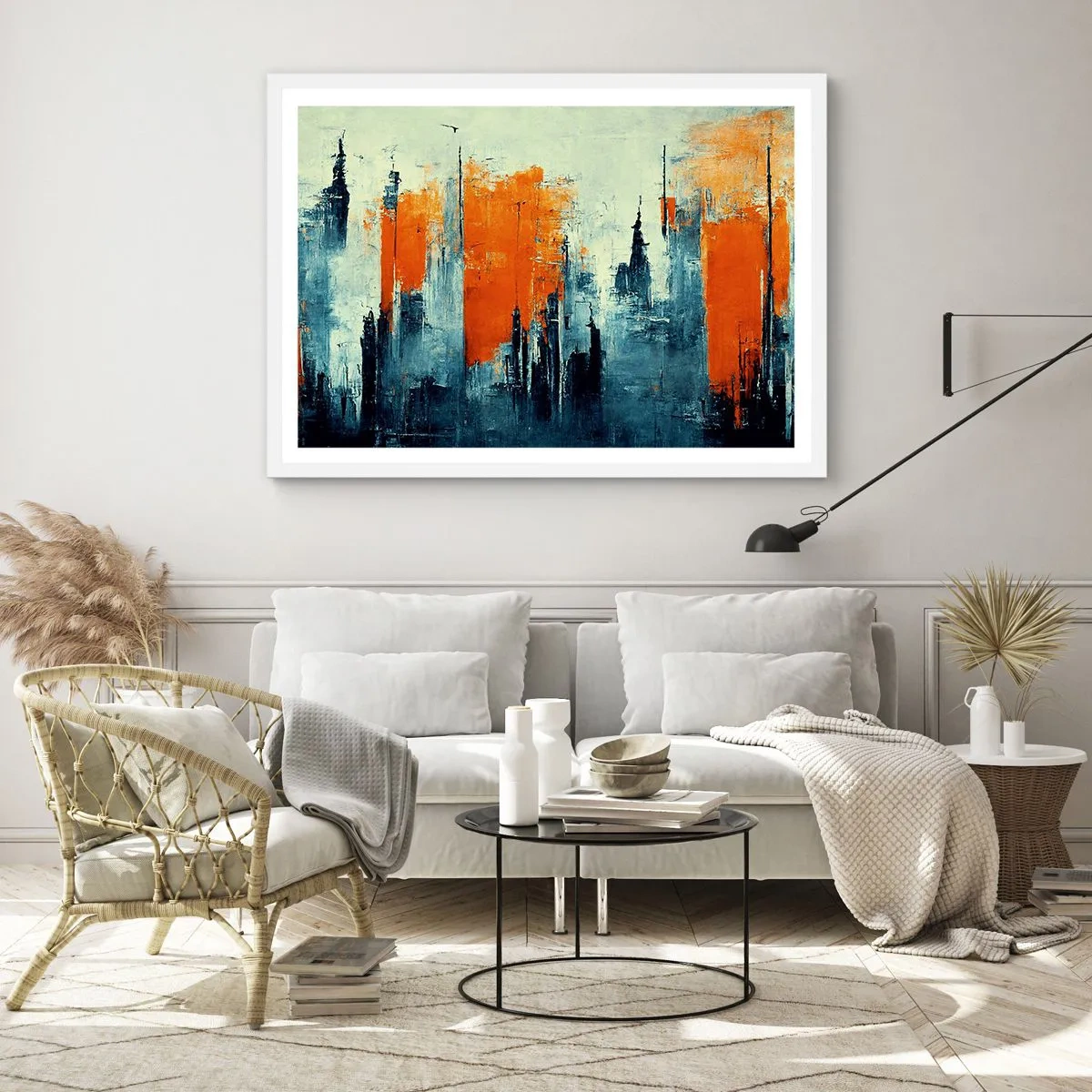 Pôster em moldura branca - Paisagem moderna - 100x70 cm