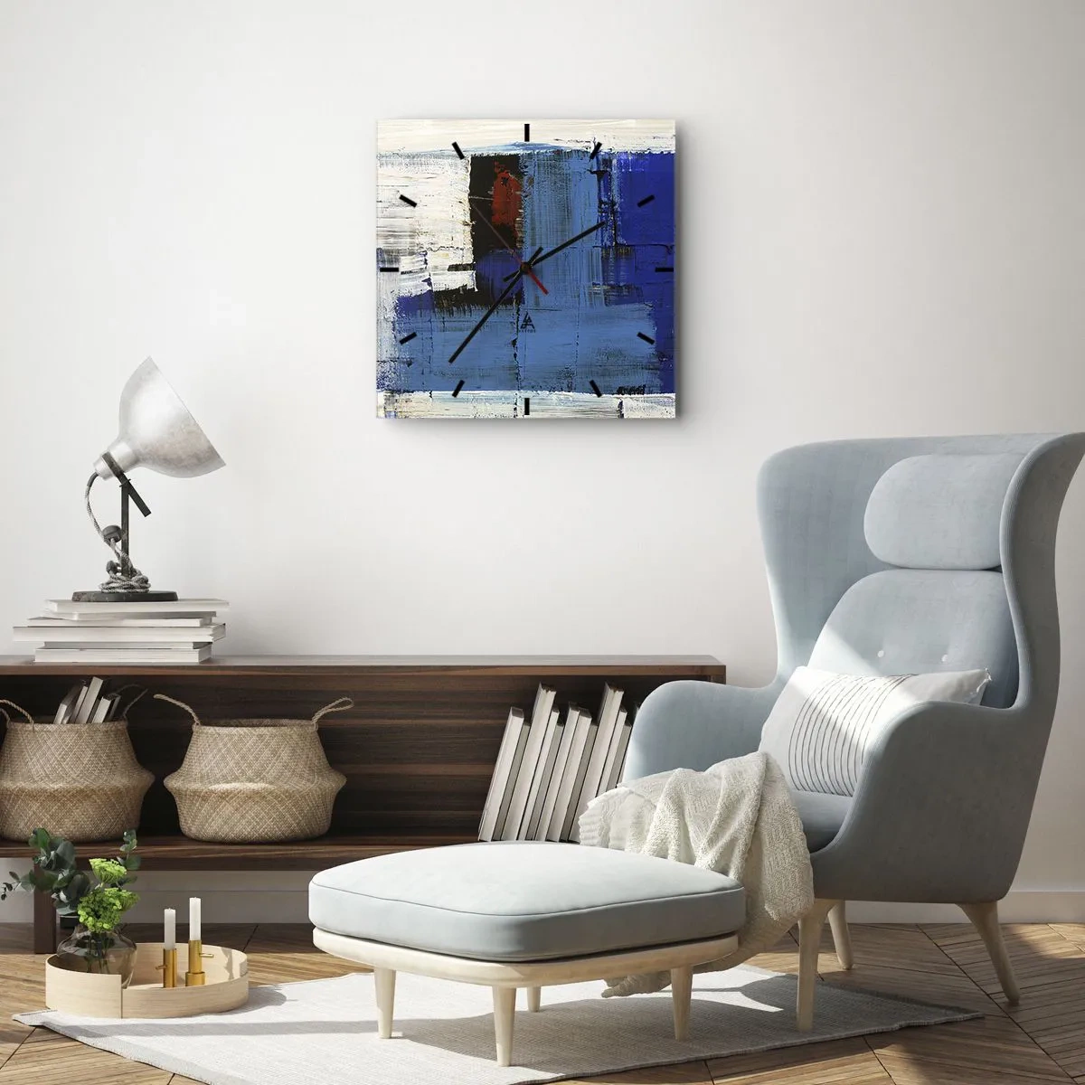 Relógio de parede - Relógio em vidro - O segredo do azul - 40x40 cm