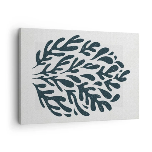 Quadro em tela - Motivo de folha abstrata escura em fundo claro - 70x50cm - Formas da natureza - Decoração de parede moderna para a sala de estar e quarto ARTTOR